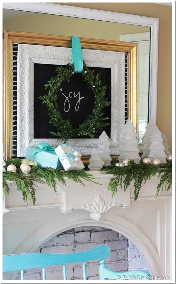 Christmas decorated chalkboard