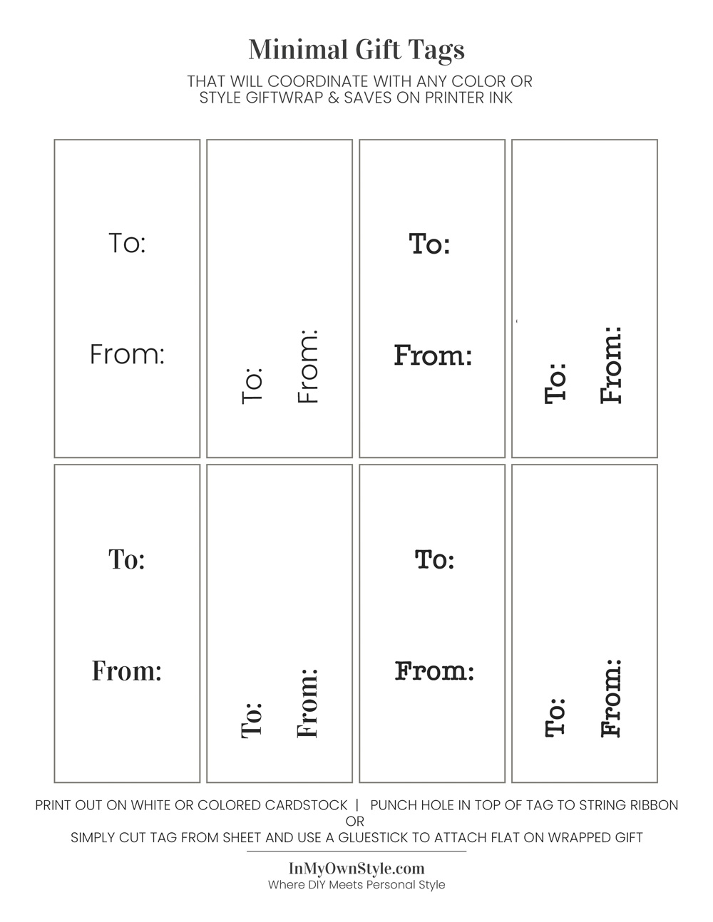 Minimal Gift tags free printable