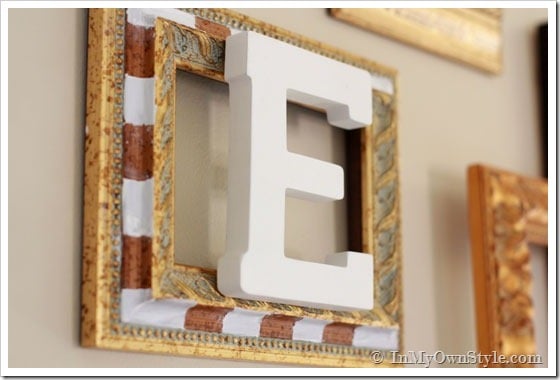 Wall Decorating Ideas using wood frames and wood letters bought at the craft store.