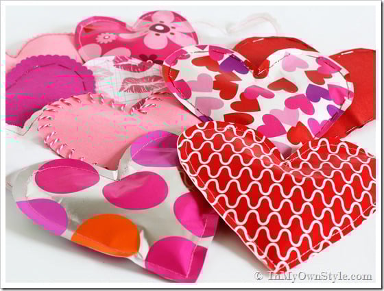 Valentine-Heart-Candy-Pockets laying on white table