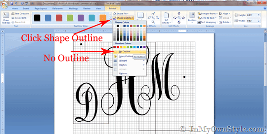 Printable Monograms using Microsoft Word