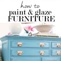 Add more depth to a painted finish on furniture with glaze. It is so easy to do. I used white over turquoise paint to do this furniture makeover