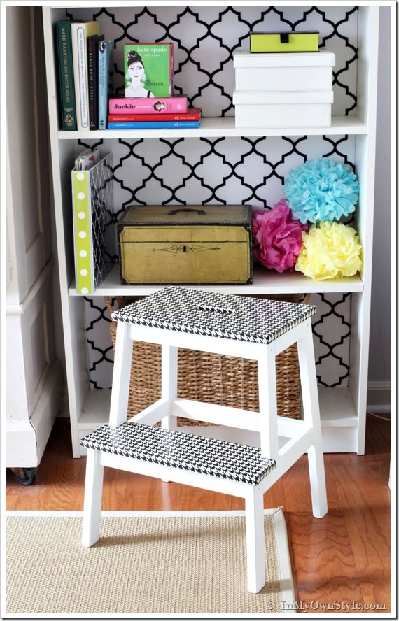 Step-stool-furniture-makeover-with-Houndstooth-Duct-tape