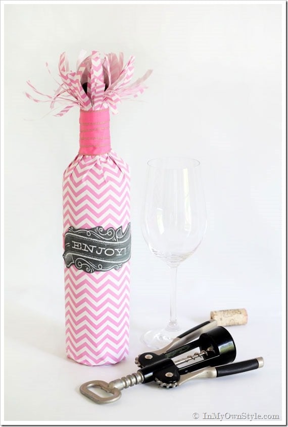 Pretty-Wine-Bottle-Wrap-for-Hostess-gift