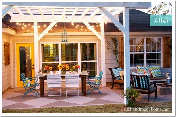The-Handmade-Home Backyard string lighting over patio