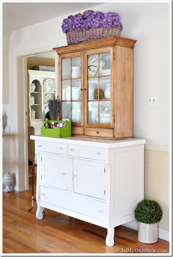Furniture-Makeover-Before-and-After Faux Carrera or Carrara Marble