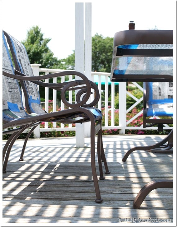 Outdoor-furniture being painted