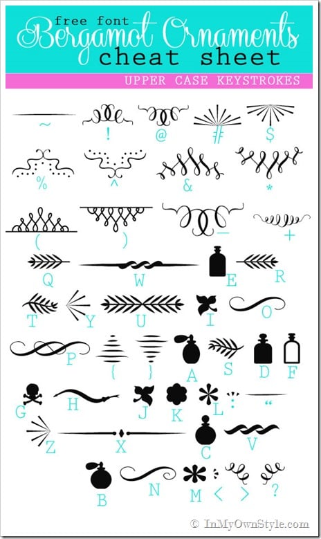 Bergamot Ornaments Character Map Upper Case Keys