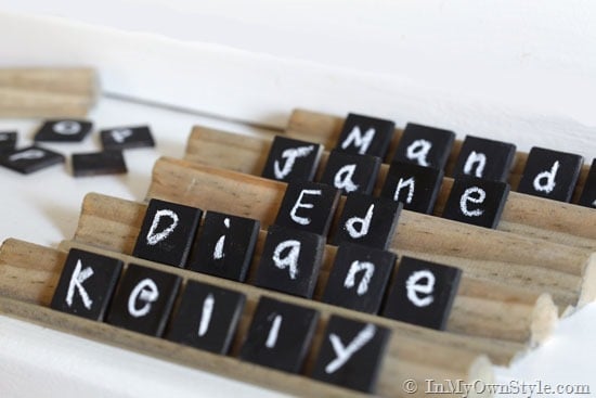 Scrabble tile table place cards