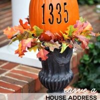 Pumpim with house address carved on it