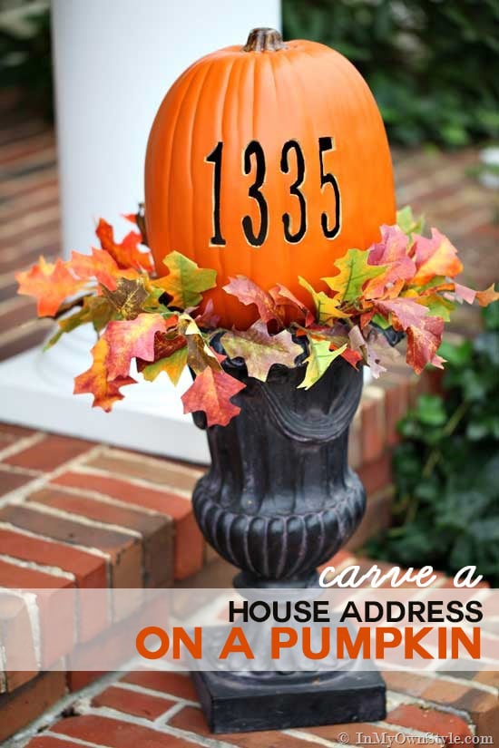 Pumpim with house address carved on it