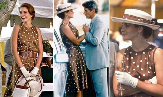 Pretty Woman Brown and White Polka Dot Dress