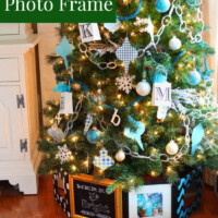 Christmas tree stand cover ideas diy made using photo frames
