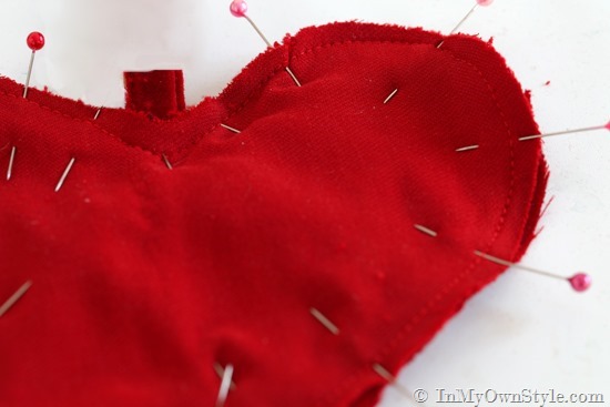 How-to-make-a-fabric-heart- handmade Christmas ornament
