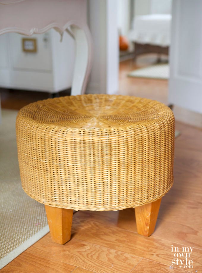 Thrift-store-find-wicker-ottoman