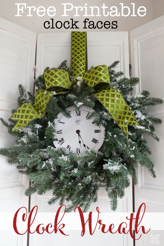 Christmas-Wreath-Decorating-idea-that-uses-a-free-printable-clock