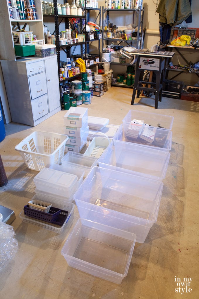 Clear storage bins in 3 different sizes