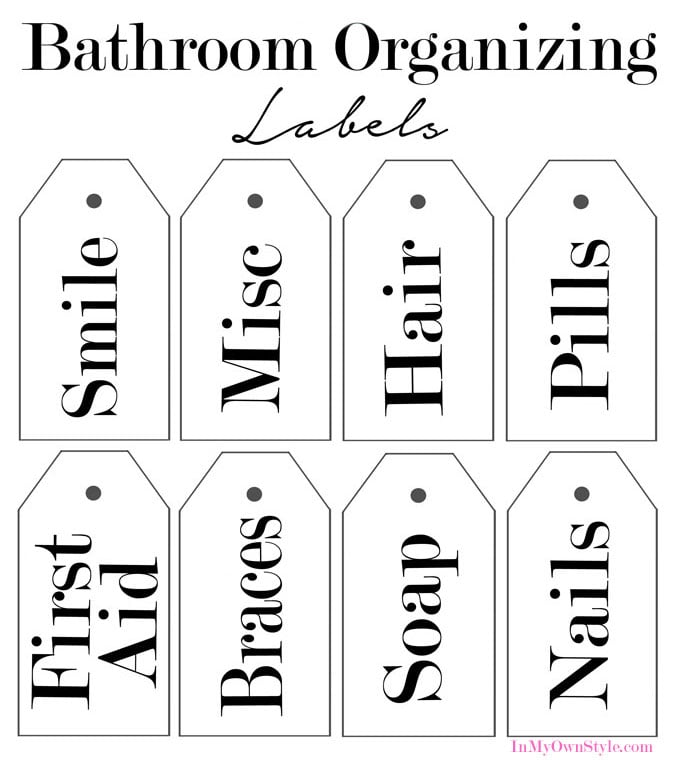 Free printable organizing labels for bathroom products