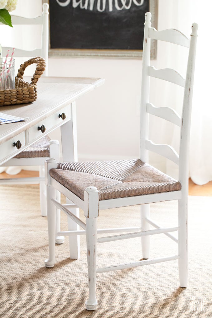 Completed Dining-Room-Chalk-painted-chair makeover.