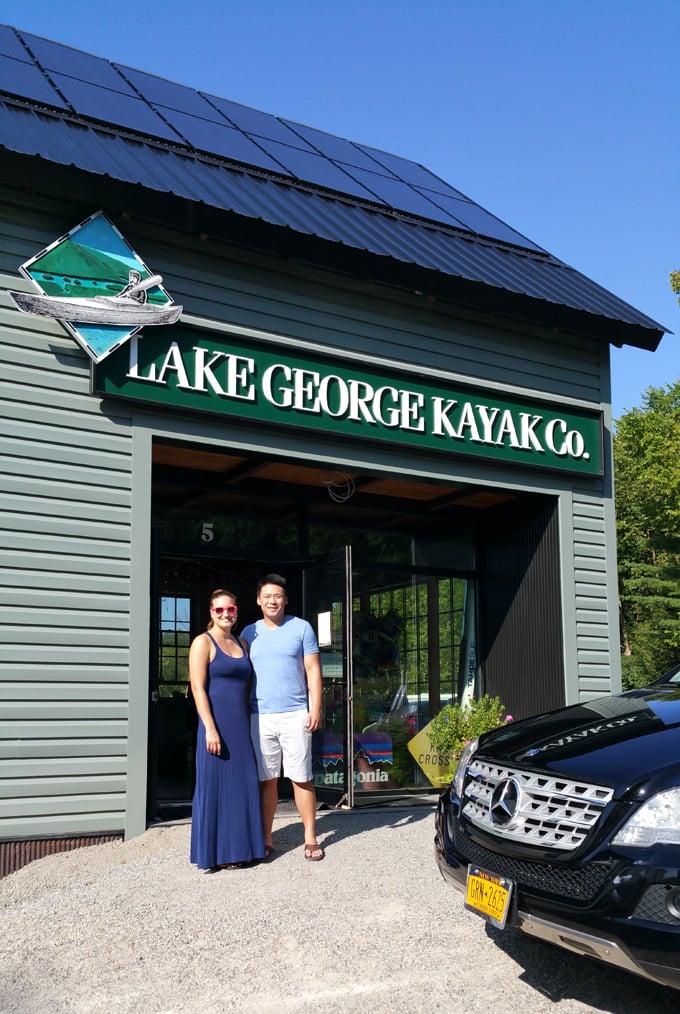 Renting kayaks at Lake George