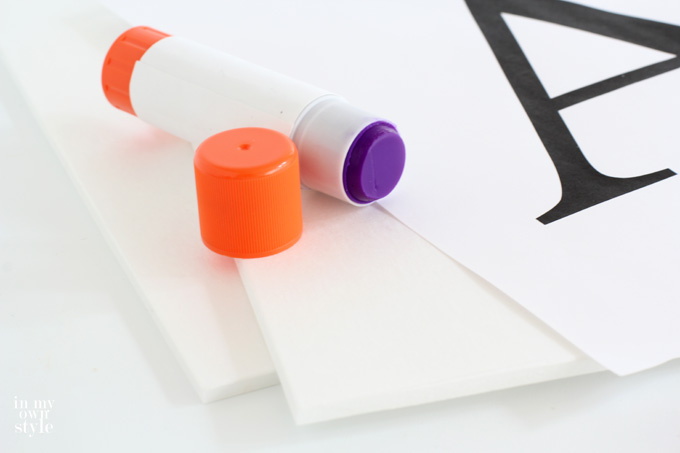 how to glue printed letter to foam board.