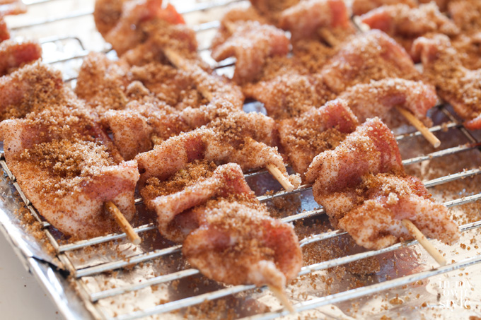 Spiced Bacon on an foil lined oven rack