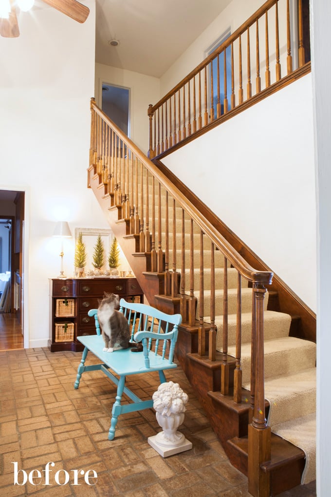 DIY foyer staircase makeover on a budget