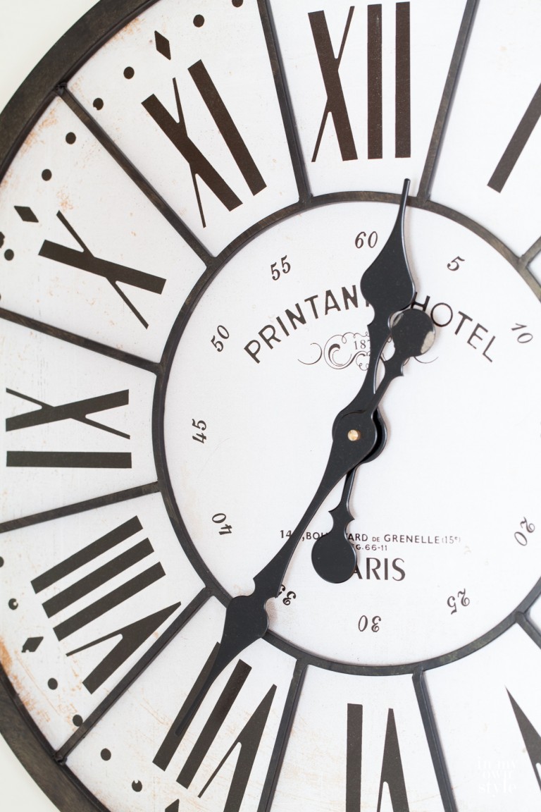 Oversized clock on wall