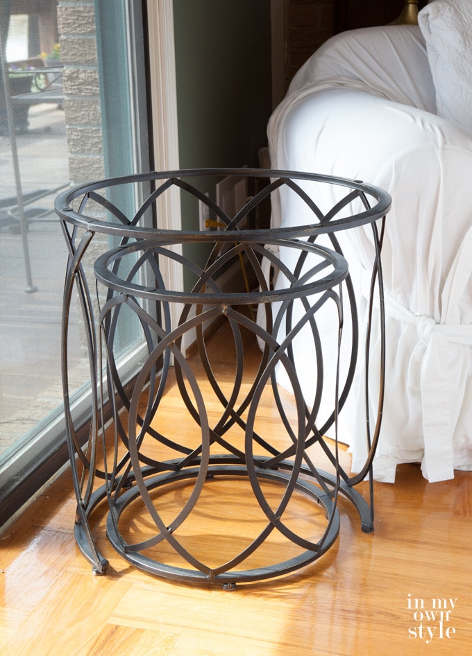 double duty furniture Metal nesting tables 