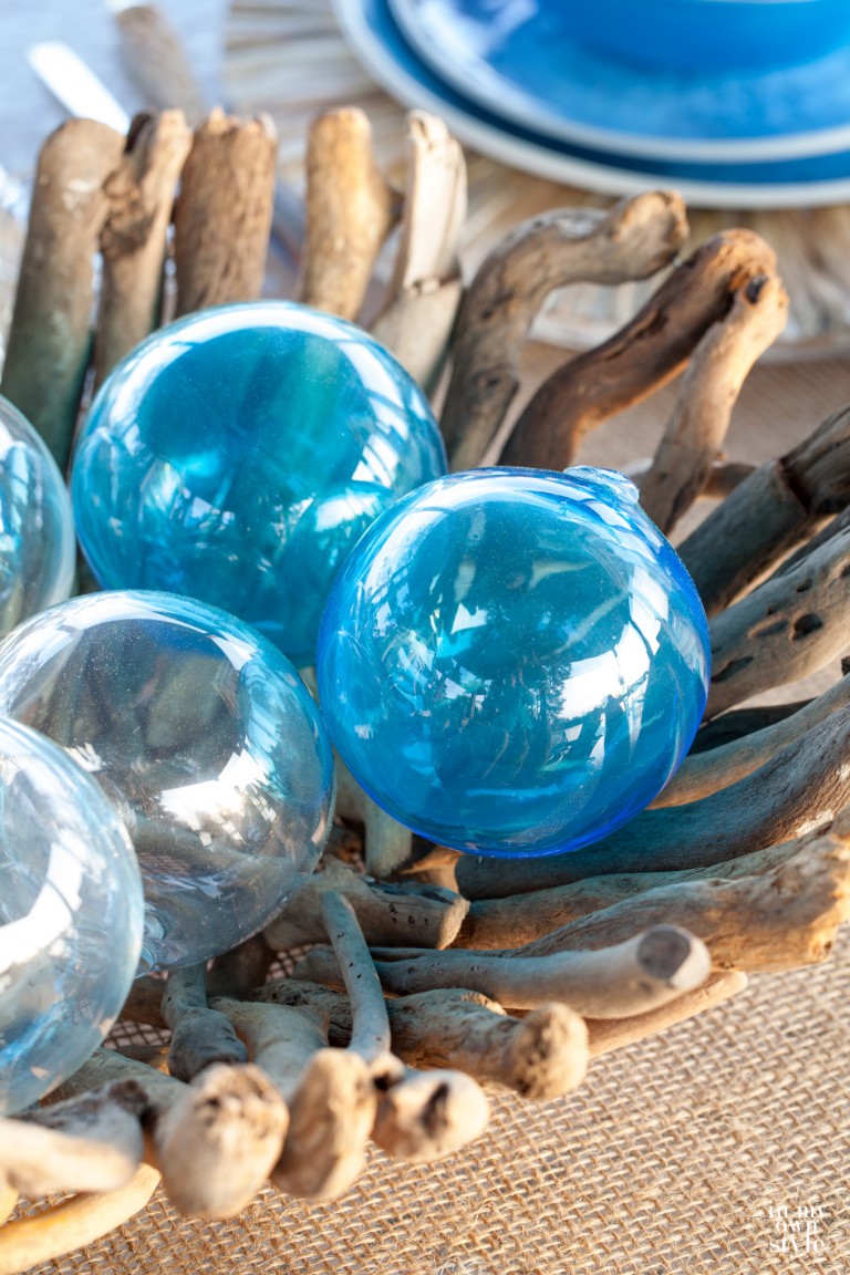 Coastal inspired decorating with glass fishing floats