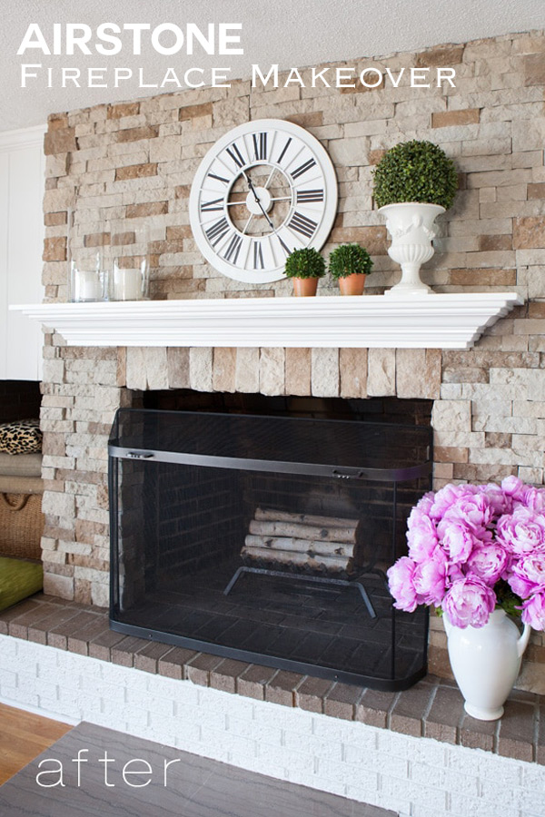 AirStone Fireplace Makeover. If you haven't used AirStone to transform a room or space in your home you are missing out on one great and easy product to work with. It can even be used on exteriors.