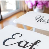 Painted wood furniture makeover. Click to see what you can use from your kitchen to transfer typography or images to furniture and more. It is simple and an easy way to add personality to your furniture makeovers. | In My Own Style