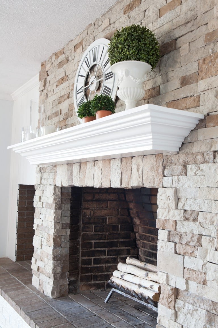 Furniture repurposed into a fireplace mantel