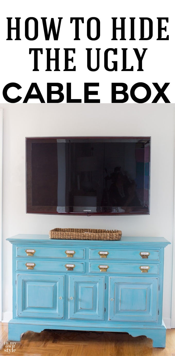 How to hide a cable box and the wires coming from a wall mounted TV. With this under $20 item, you will be able to hide your TV cable box yourself. It is an easy DIY.