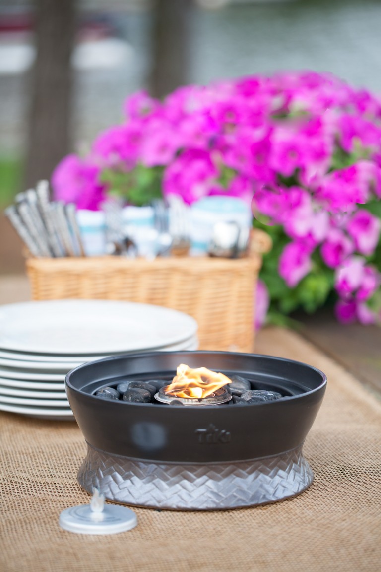 outdoor table setting with TIKI brand