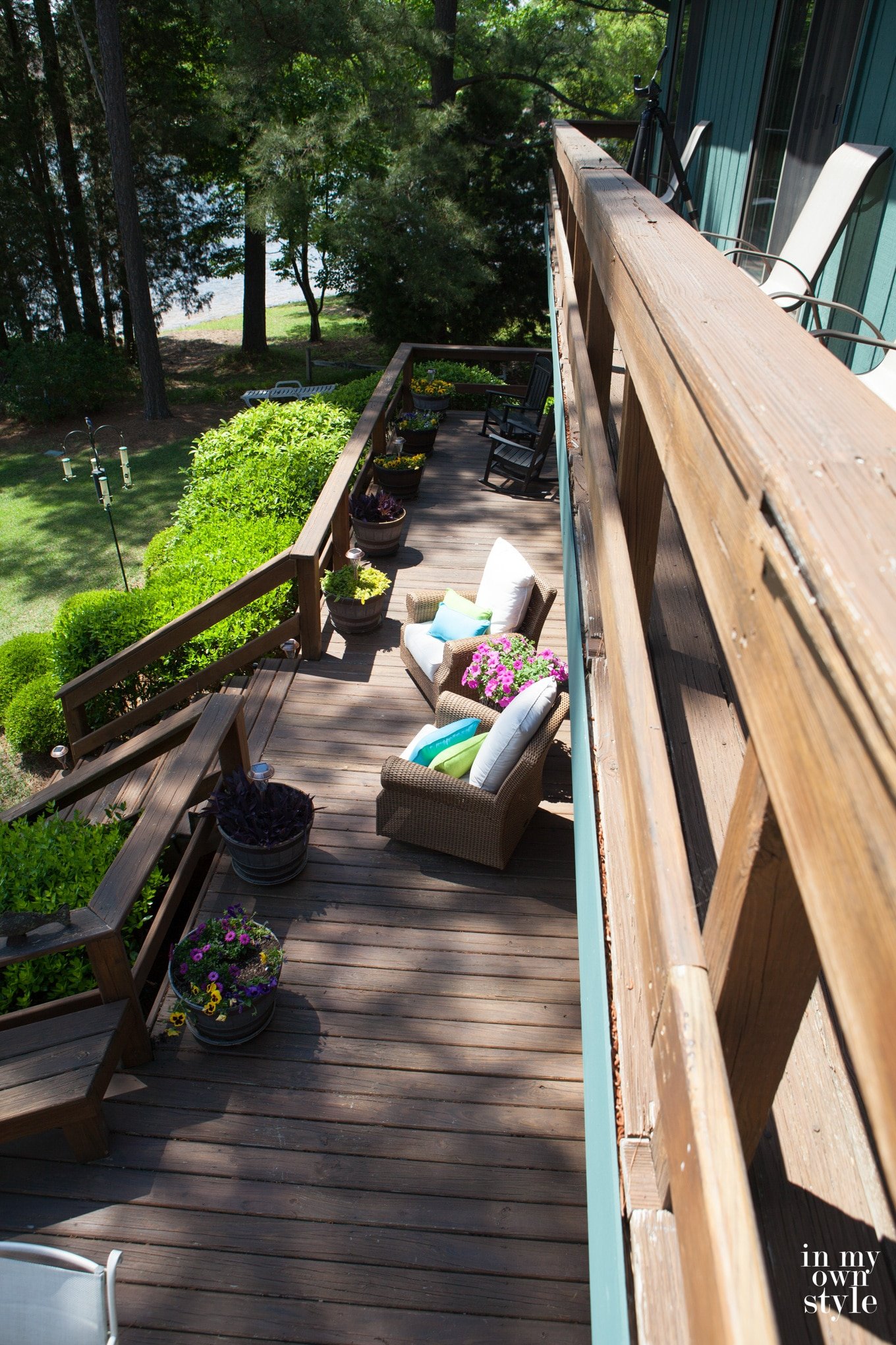 Overhead view looking down on deck.