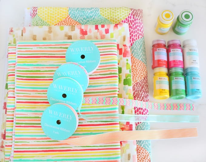 Waverly Inspirations fabrics used to make a storage crate seat using a milk crate