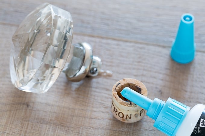 Doorknob repurposed into a Patron bottle stopper