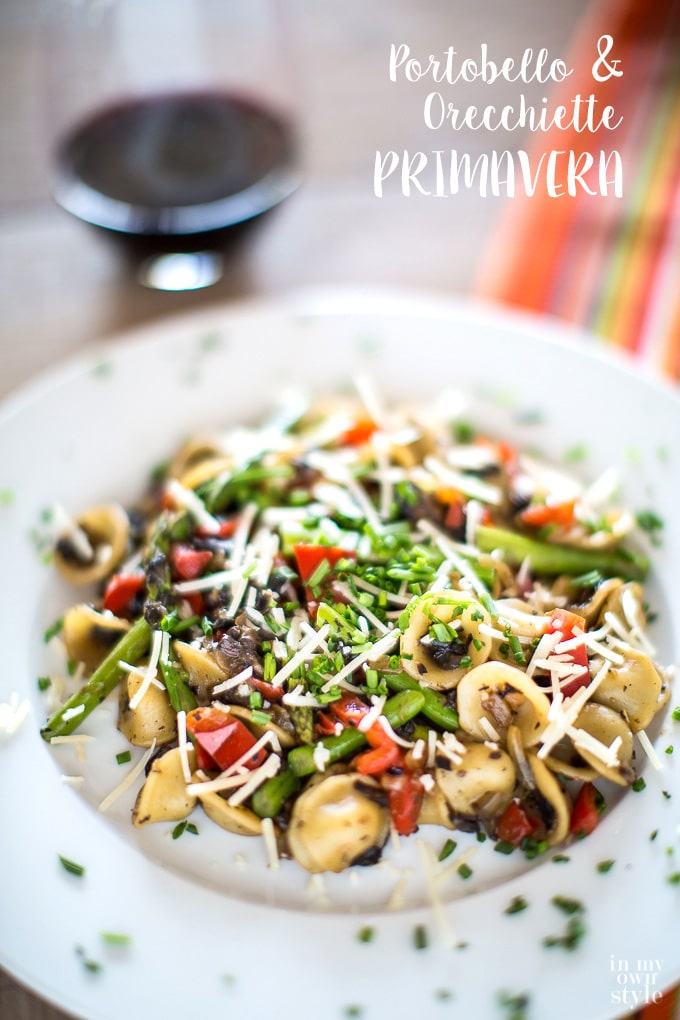 Portobello and Orecchiette Primavera recipe for dinner