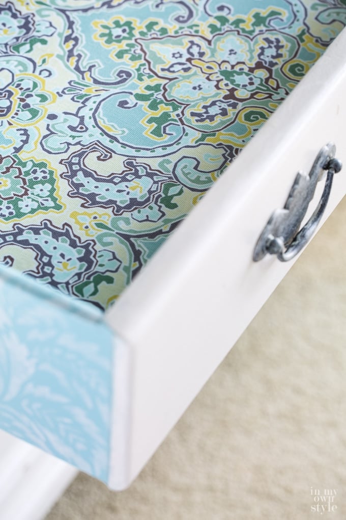 Drawer makeover idea using fabric