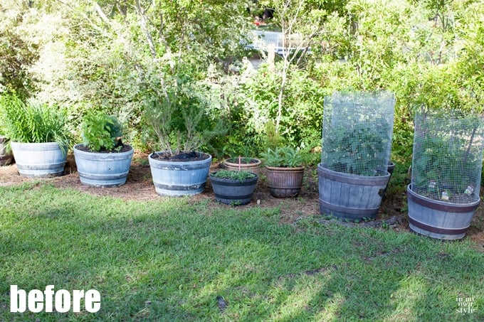 Before and After painted planters