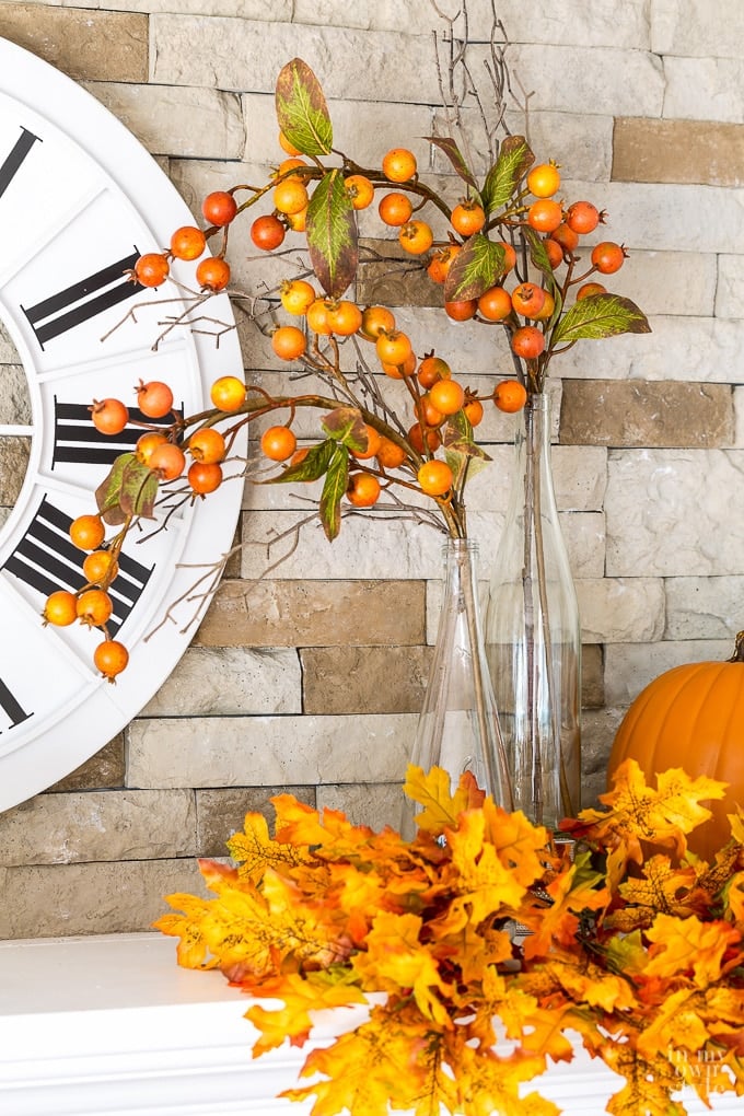 Fall mantel decorating idea using what you already own