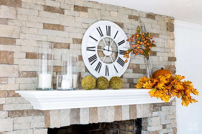 Fall mantel decorating idea