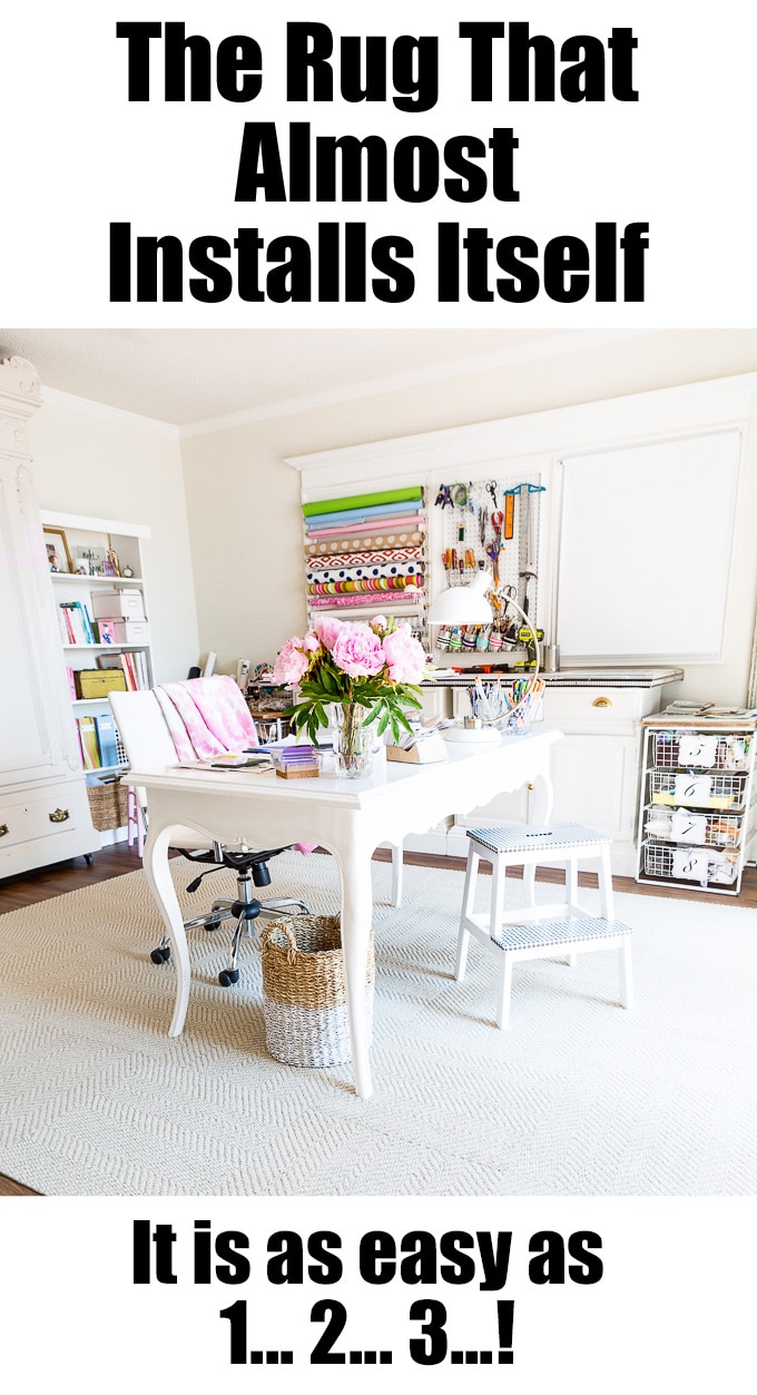 DIY flooring made easy! FLOR modular rug tiles. They are amazing! So many style and color choices to create your own unique design, and very easy to install. I used it in my craft room since cleaning is a breeze. If you have pets or kids...this is the rug for you.