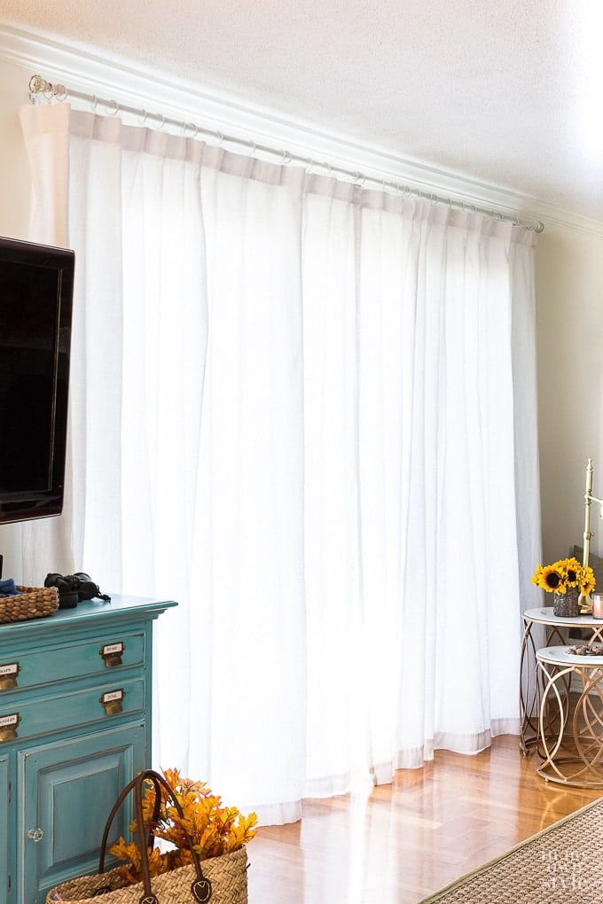 How extra wide sliding glass door drapes look when closed.
