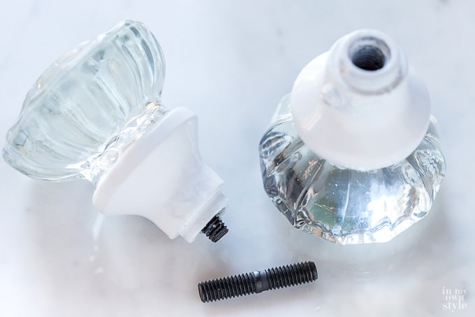 how to make glass-doorknob-curtain-rod-finial