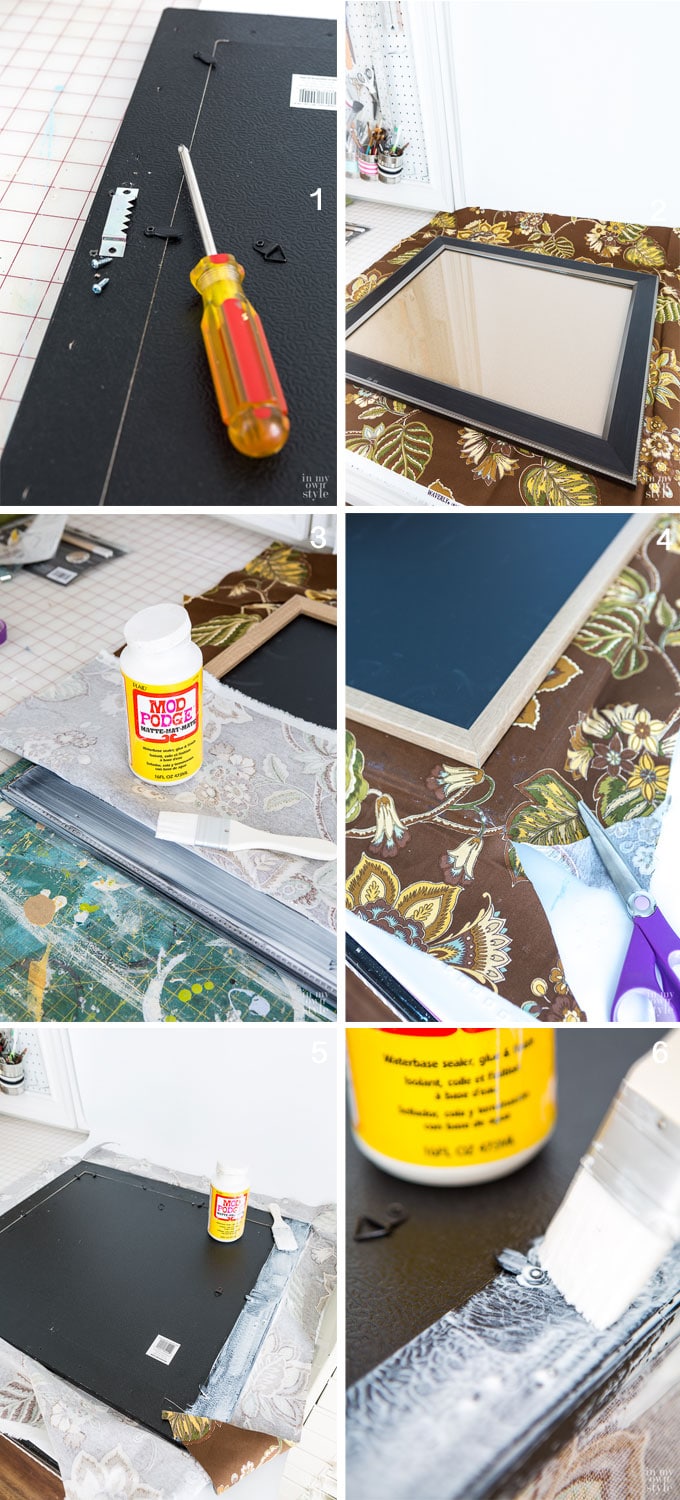 How to cover a photo frame with fabric.