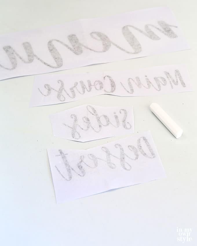 how to transfer a design to a chalkboard