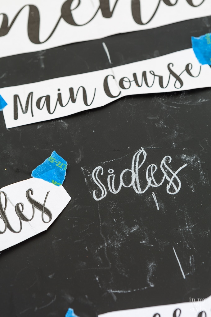 how to transfer lettering and designs to a chalkboard