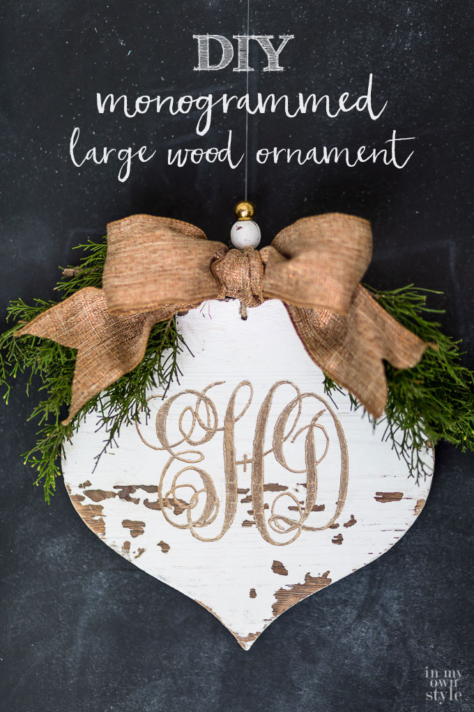 How to carve a monogram into a wooden cut out ornament to decorate your house or give as Christmas gifts